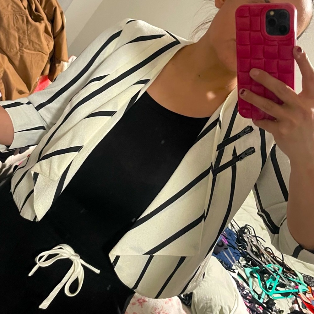 Anthro black and white striped blazer. NEW!